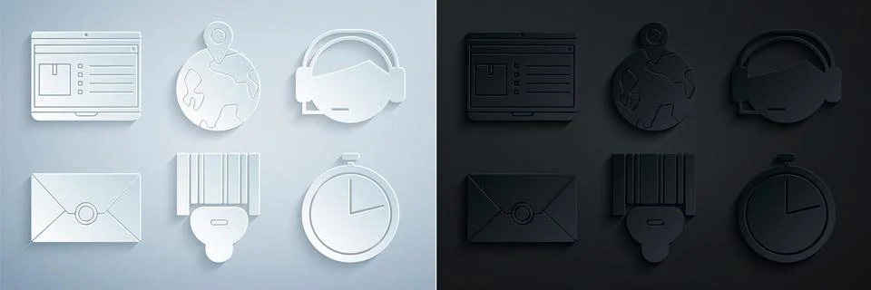 Set Scanner scanning bar code, Support operator touch, Envelope, Stopwatch Stock Illustration