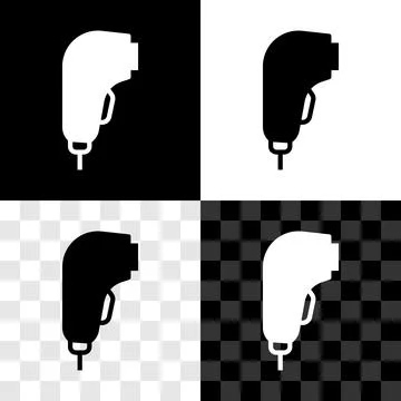 Set Scanner scanning bar code icon isolated on black and white, transparent 스톡 일러스트