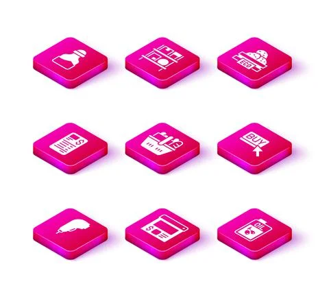 Set Scanner scanning bar code, Paper financial check, Shopping basket food Stockillustratie