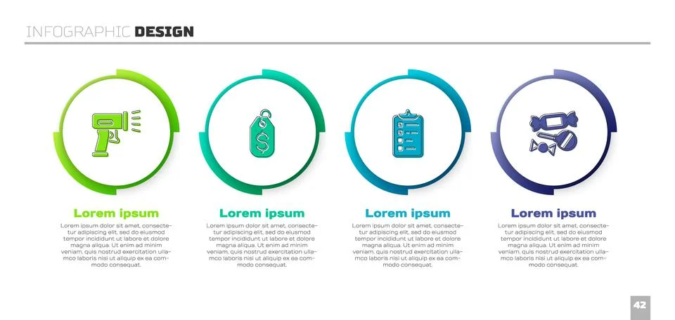 Set Scanner scanning bar code, Price tag with dollar, Shopping list and Candy Stock-Illustration