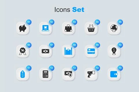 Set Scanner scanning bar code, Stacks paper money cash, Shopping cart scree.. Stock Illustration