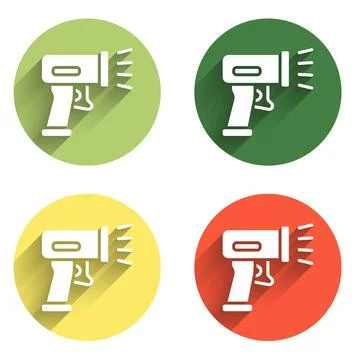 Set Scanner scanning bar code icon isolated with long shadow background. Ba.. Illustrazione stock