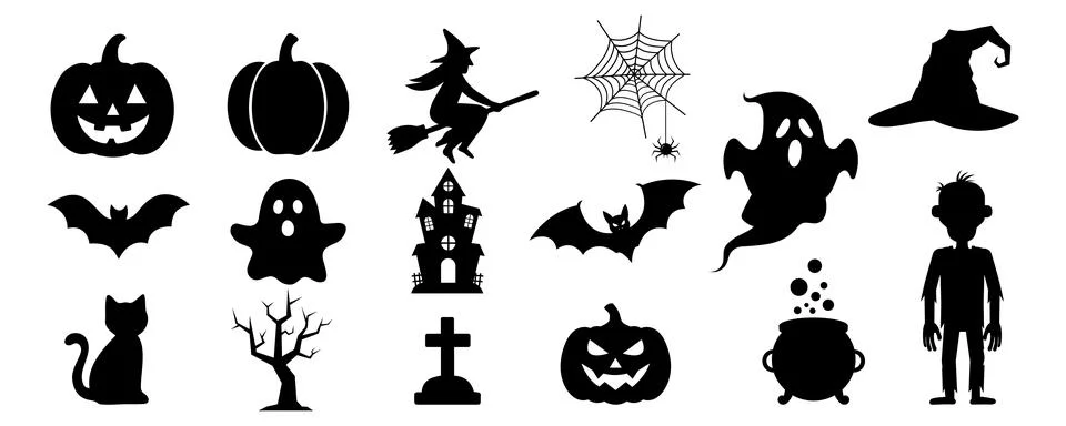 A set of scary items for celebrating Halloween. Halloween elements Vector g.. Stock-Illustration