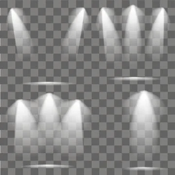 Set of scenes illumination. Cold light effect.  Vector Stock Illustration