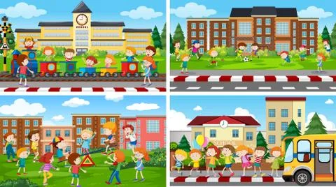 Set of scenes in nature setting Ilustración de archivo