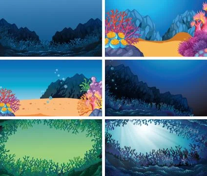 Set of scenes in nature setting Stock Illustration