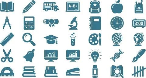 Set of school and education flat icons Stock Illustration