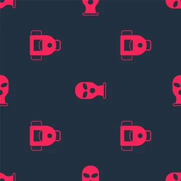 Set School backpack and Balaclava on seamless pattern. Vector 库存插图