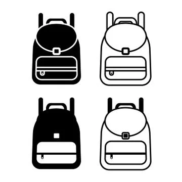 Set School backpack for children on white background. Vector illustration in Stock Illustration