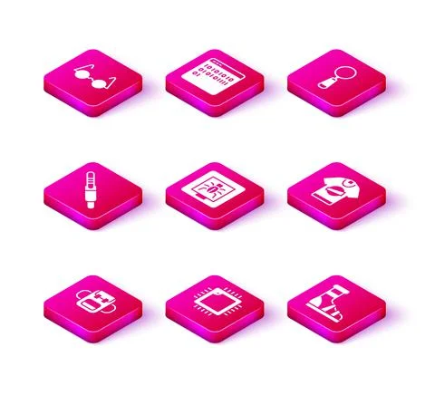 Set School backpack, Processor with CPU, Audio jack, Insects in frame, Slippers Stock-Illustration