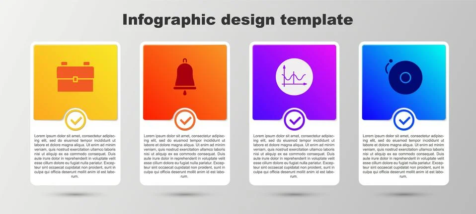 Set School backpack, Ringing bell, Graph, schedule, chart, diagram and alarm Stock-Illustration