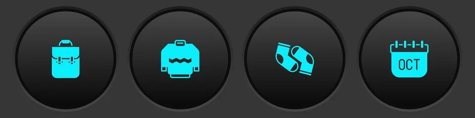 Set School backpack, Sweater, Socks and October calendar autumn icon. Vector Illustrazione stock