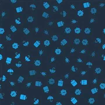 Set School backpack, Wheat, Hive for bees and Umbrella on seamless pattern イラスト素材