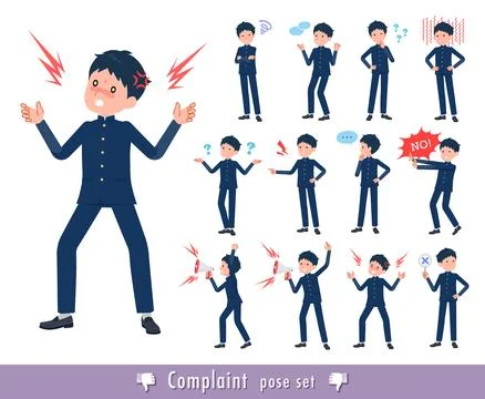 A set of School boy expressing their discontent Illustrazione stock