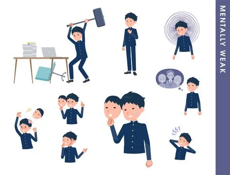 A set of School boy spirit is weak Stock Illustration