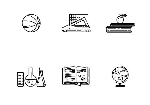 Set of school flat line vector icon Stock Illustration