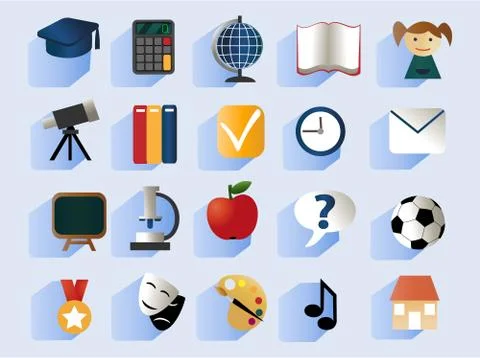 Set of school icons Stock Illustration