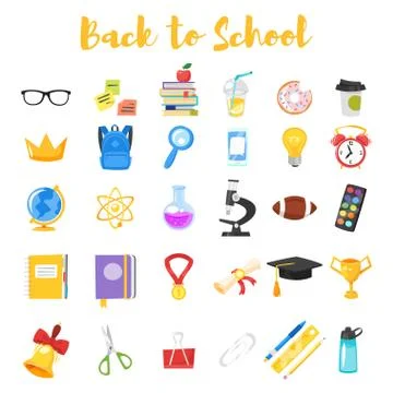 Set of school icons. Stock Illustration