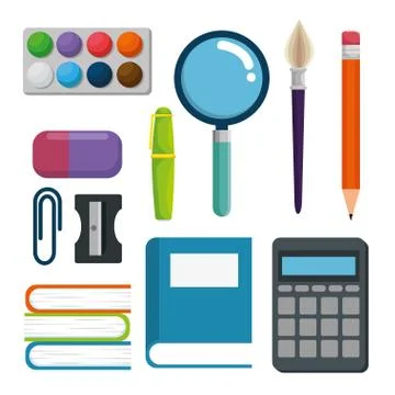 Set of school supplies elementary to study 스톡 일러스트