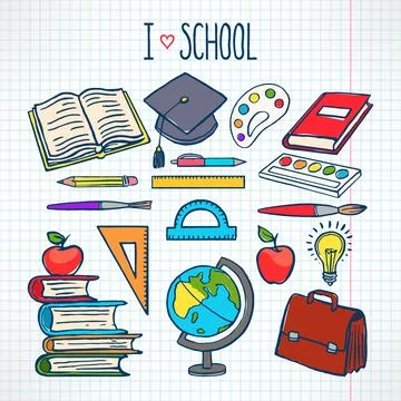 Set with school supplies Stock Illustration