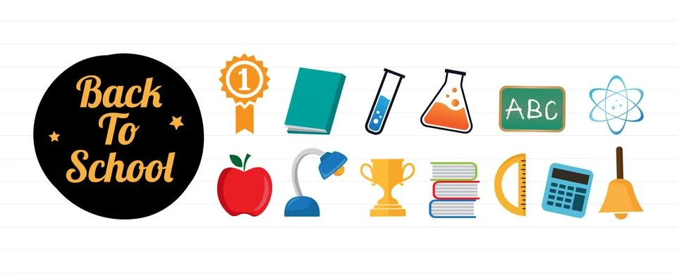 Set of school supplies vector collection Stock Illustration