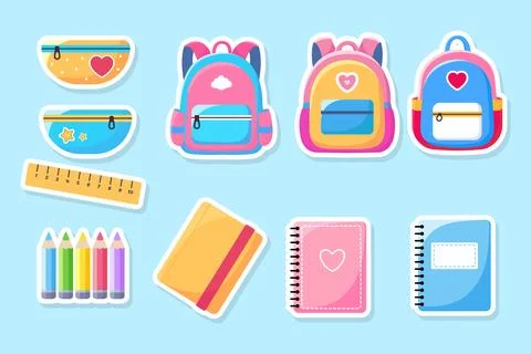 Set of school supplies. Vector illustration. Stock Illustration