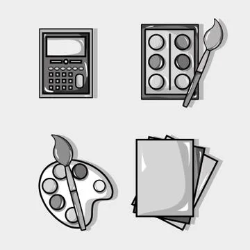 Set school tools design to study and learn Stock Illustration