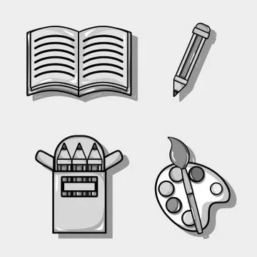 Set school tools design to study and learn Stock Illustration
