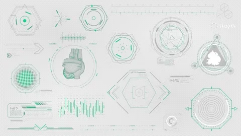 A set of sci-fi HUD elements on the alpha channel. Stockbeeldmateriaal 243556242