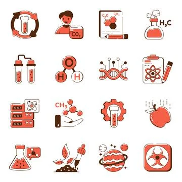 Set of Science and Education Flat Icons Stock Illustration