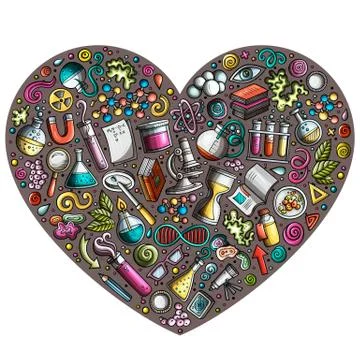 Set of Science cartoon doodle objects 스톡 일러스트