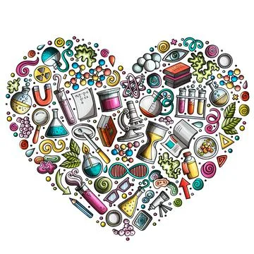 Set of Science cartoon doodle objects Stock Illustration