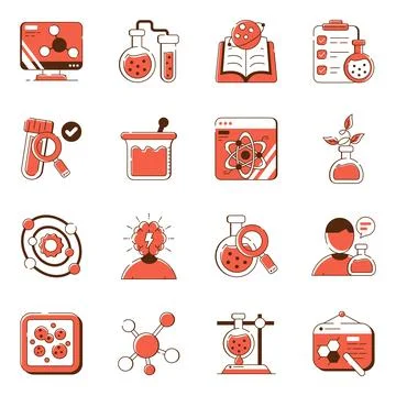 Set of Science Flat Icons Stockillustratie