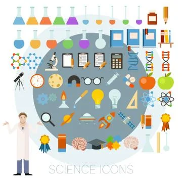 Set of science icons Stock Illustration