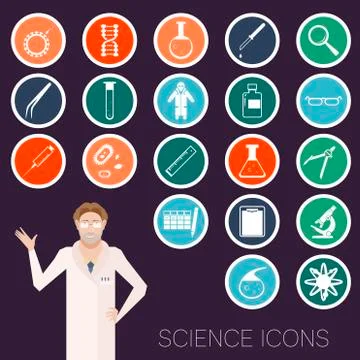 Set of science icons Stock Illustration