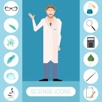 Set of science icons Stock Illustration