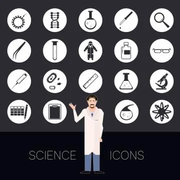 Set of science icons Stock Illustration