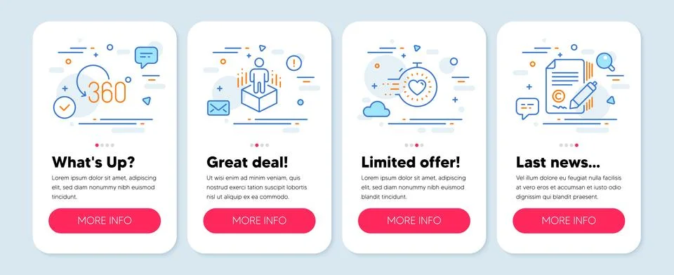 Set of Science icons, such as Augmented reality, Timer, Full rotation symbols Stock Illustration