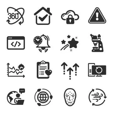 Set of Science icons, such as Cloud protection, Time management, Swipe up Stock Illustration