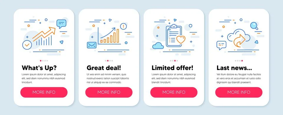 Set of Science icons, such as Graph chart, Demand curve, Patient history symbols Stock Illustration