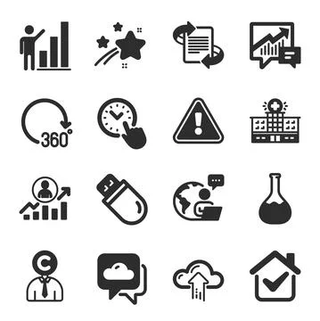 Set of Science icons, such as Time management, Weather forecast, Accounting Illustrazione stock