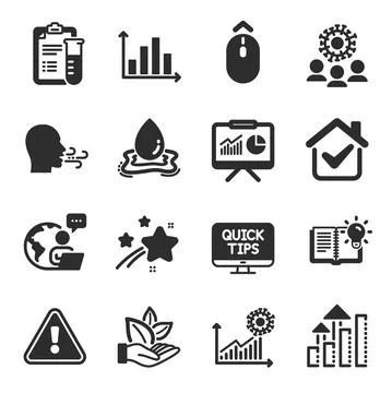 Set of Science icons, such as Web tutorials, Breathing exercise, Presentation Illustrazione stock