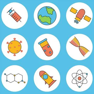 Set of science icons for web or apps 스톡 일러스트