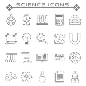 Set of Science Related Vector Line Icons Stock Illustration