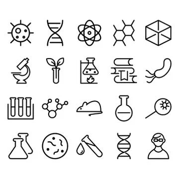 Set of Science Related Vector Lines Icons. Stock Illustration