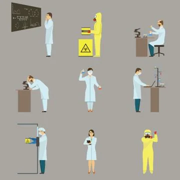 Set of Scientific Characters. Stock Illustration