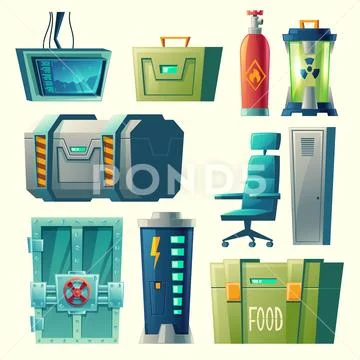 Set for scientific laboratory, game elements Стоковая иллюстрация