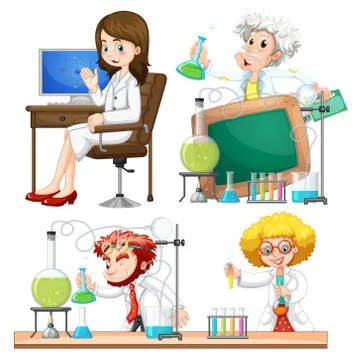 A set of scientist on white background Stock Illustration