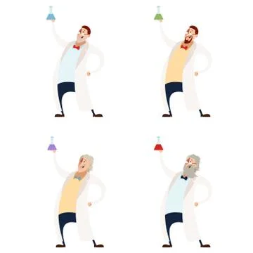 Set of scientists Stock Illustration