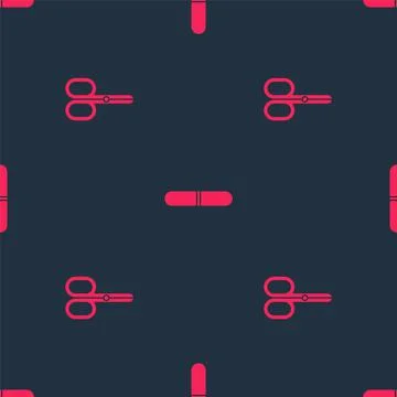 Set Scissors and Nail file on seamless pattern. Vector Stock Illustration